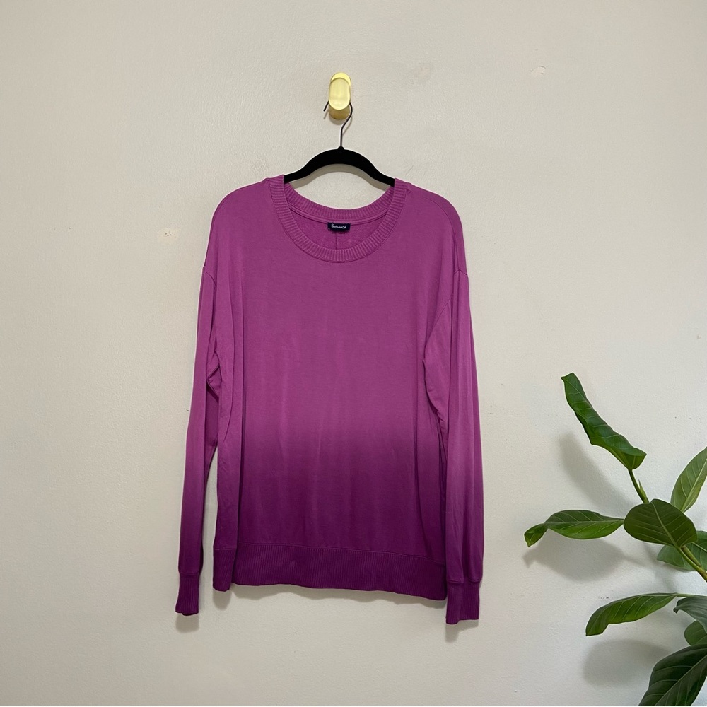 Splendid Purple Ombré Crewneck Long Sleeve Pullover Lightweight Sweatshirt